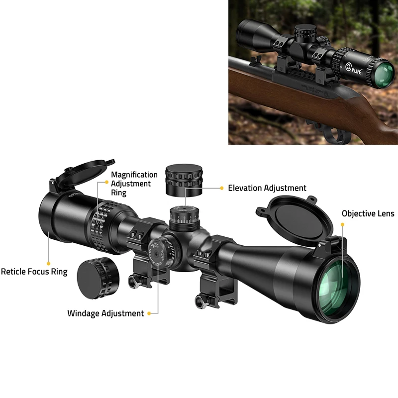 

CVLIFE Rifle Scope 1inch Tube SFP Optics Riflescope BDC Reticle Sight with 20mm Scope Ring For Picatinny Rail Second Focal Plane