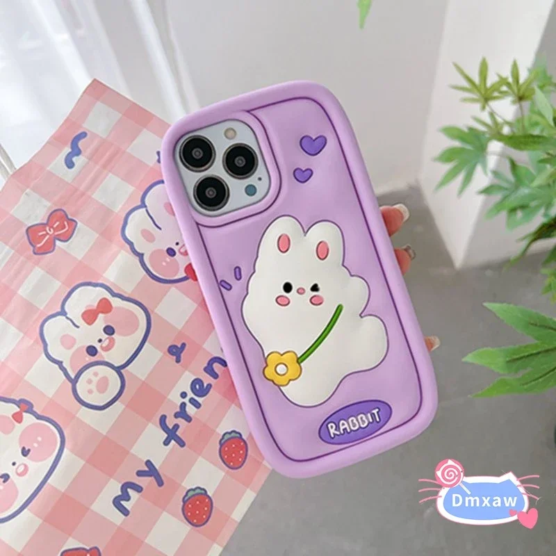 لطيف ثلاثية الأبعاد أرنب غطاء من السيليكون ل Vivo V23 V29 برو S15 S10 S9E جراب هاتف الحب زهرة الأرنب غطاء ناعم #4