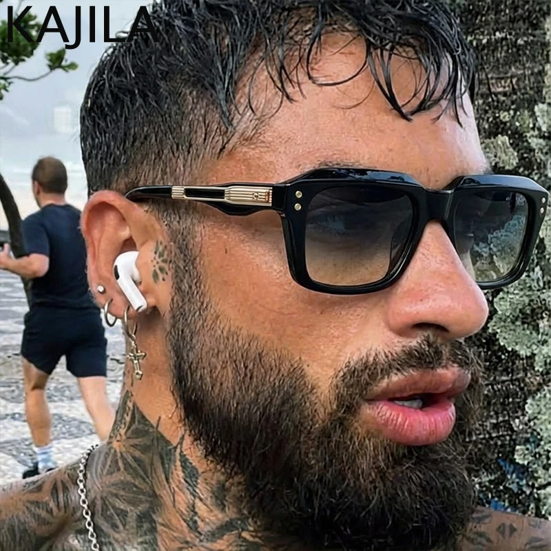 

Vintage Polarized Square Punk Sunglasses Men 2025 Luxury Brand Classic Change Color Sun Glasses for Male Driving Shades UV400