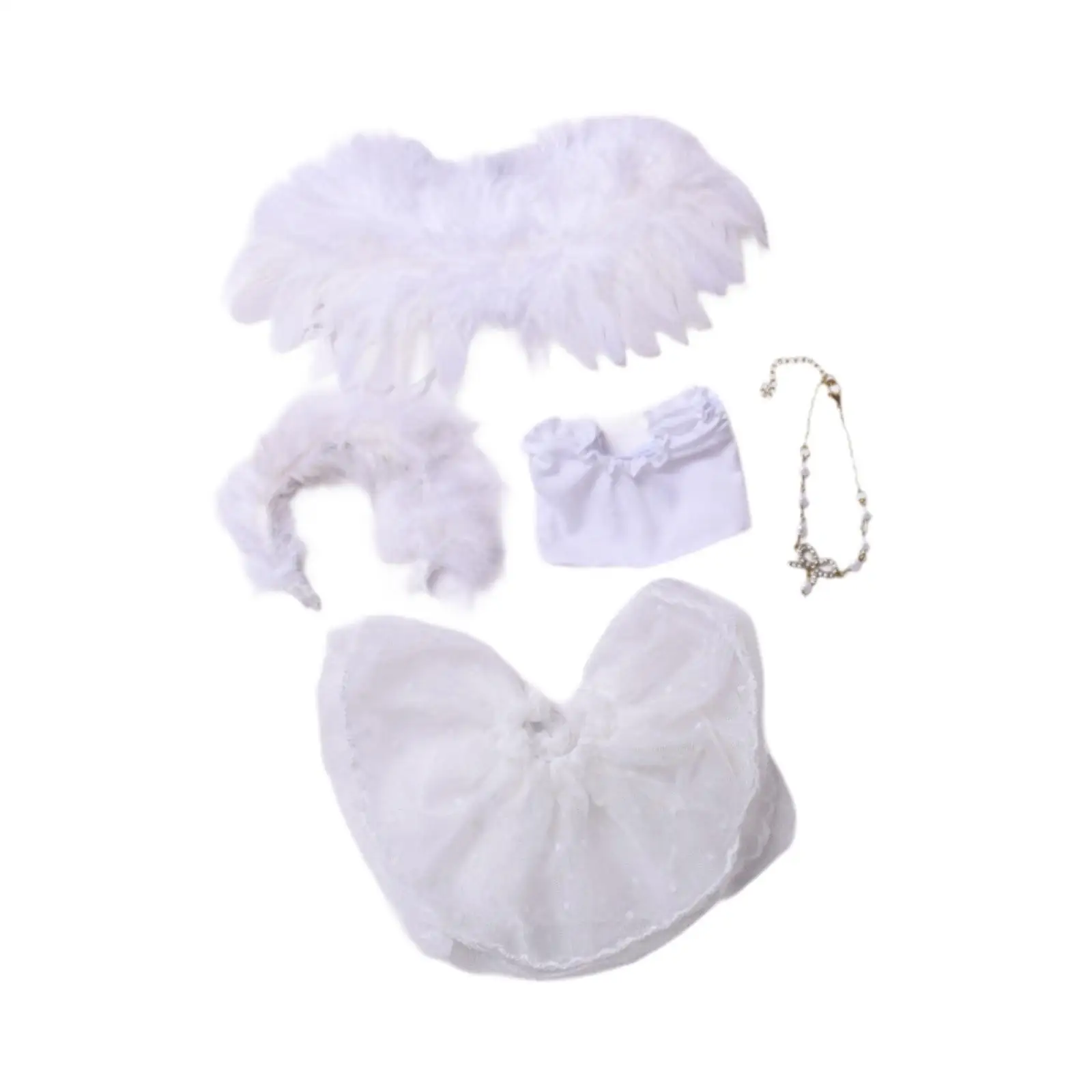 Angel Wing Lace Doll Dress Cloth Outfit Tiny Dolls Clothes Set for 15 to 17 Cm Creative Dress Up