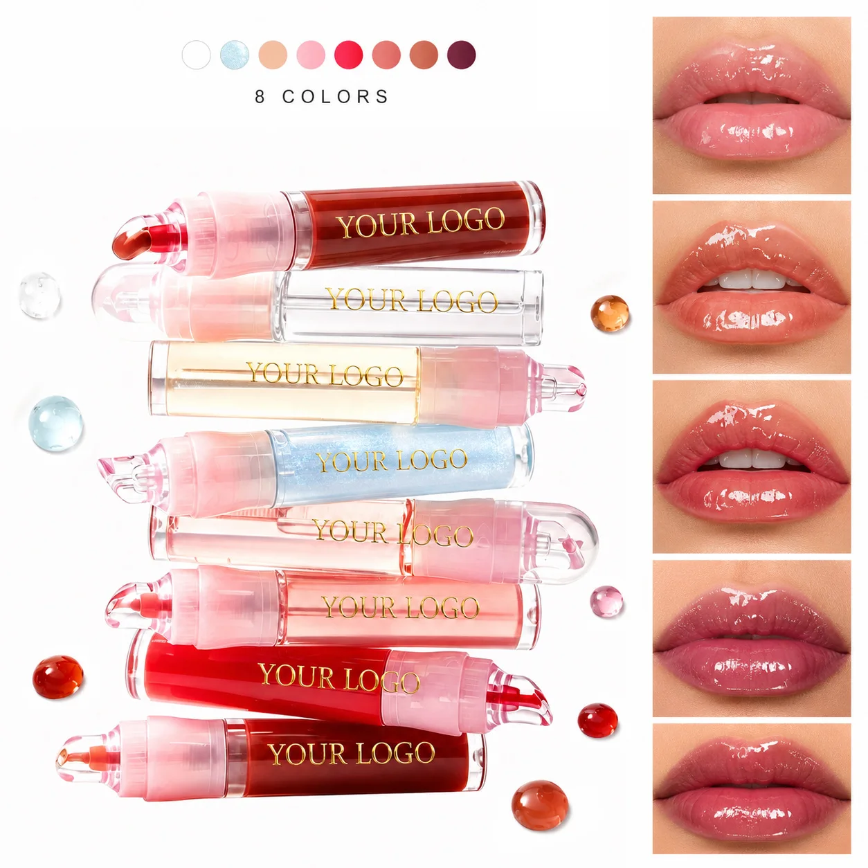 Wholesale Lip Oil Custom Logo 8-color Hydrating Fruit Flavour Moisturizing Private Label Plump Smooth Vegan Moisturizing Makeup