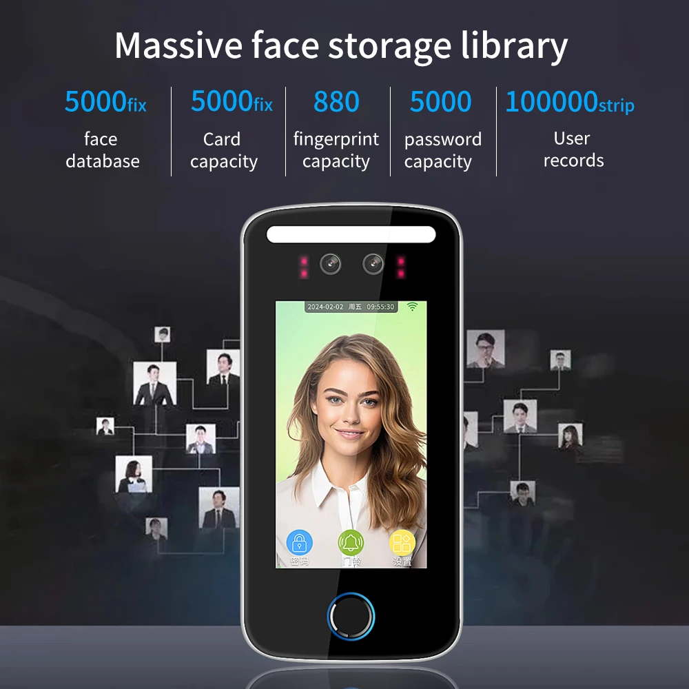 Tuya Smart Life Wifi Dynamic Face Recognition Access Control TCP / IP 125K RFID Time Attendance System Facial Reader Waterproof