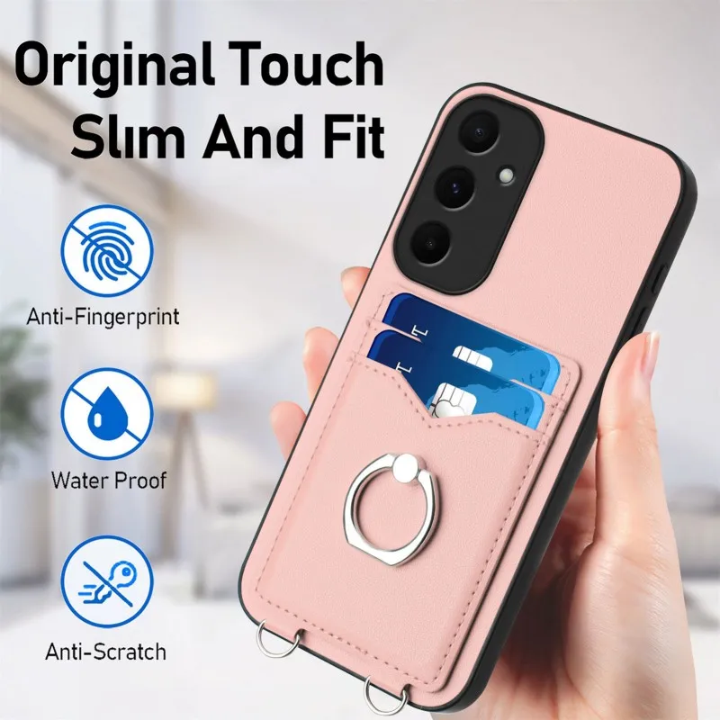 Strap Ring Stand Case For Xiaomi Redmi Note 13 Pro Plus 12 12S 13C 12C A3 Shockproof PU Leather Lanyard Wallet Card Slots Cover