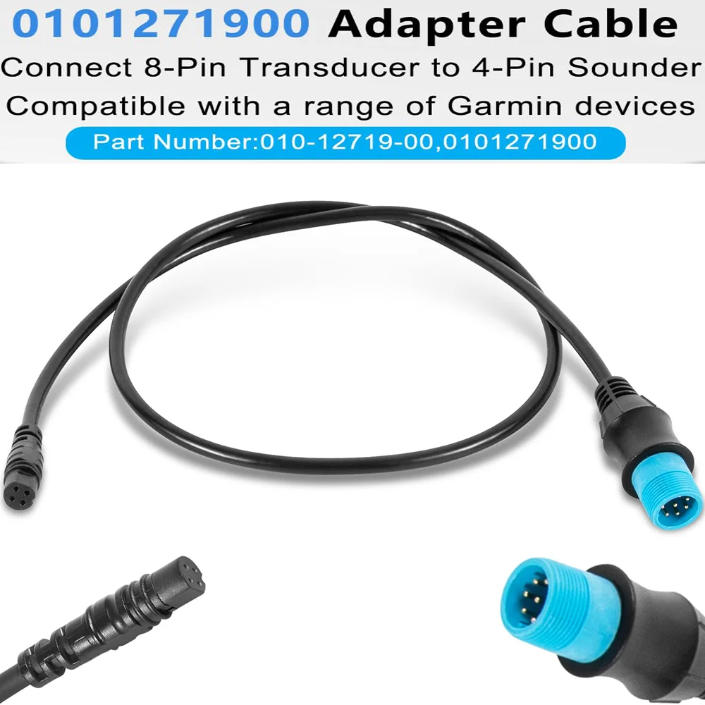 0101271900 Adapter, 8 Pin Transducer to 4 Pin Sounder for Garmin Striker and Airmar ECHOMAP Chartplotters 010-12719-00