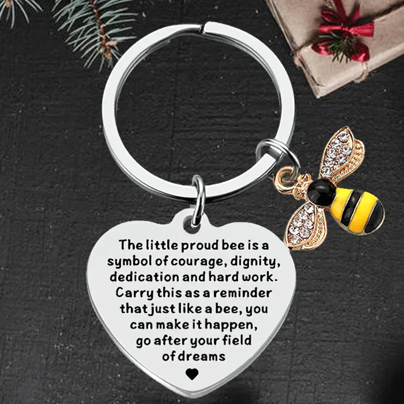 

Cute Heart Teachers Day Gift Keychain Pendant Insect Enamel Bee Key Chain Keyring Teacher Appreciation Gifts