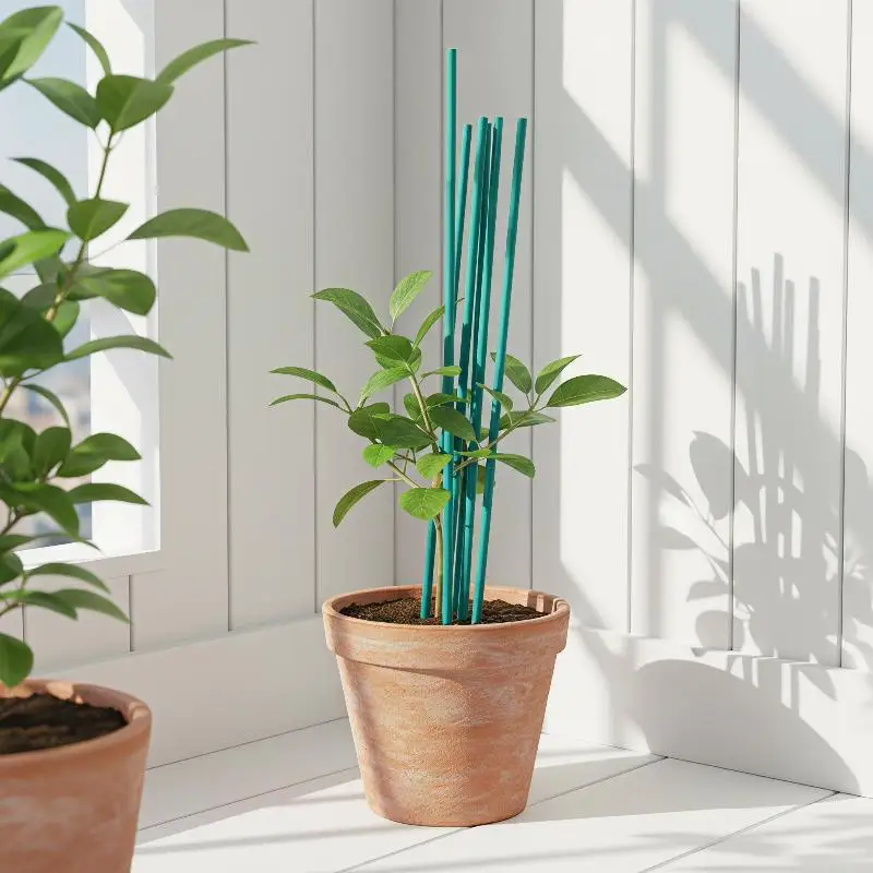 Eco-Friendly 10Pcs 30/40/45/50cm Green Plant Support Sticks For Growing Vegetables Flowers Garden Plant Care Accessories