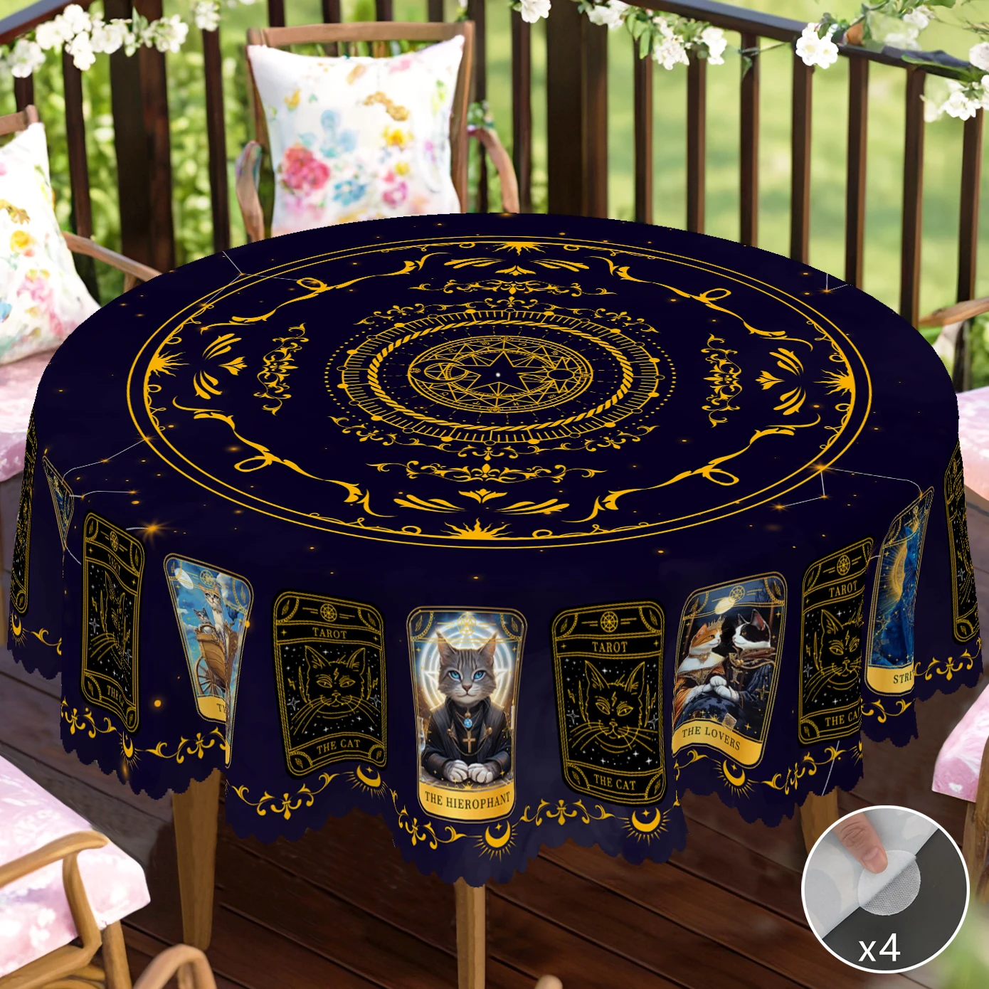 1 Piece Tarot Theme Decorative Tablecloth, Cat Mysterious Element Energy Pattern Printed Tablecloth, Occupying Game Tablecloth Decoration, Edge Embossing Process, Suitable for Daily Party Party Decoration, Occupying Master Home Decoration