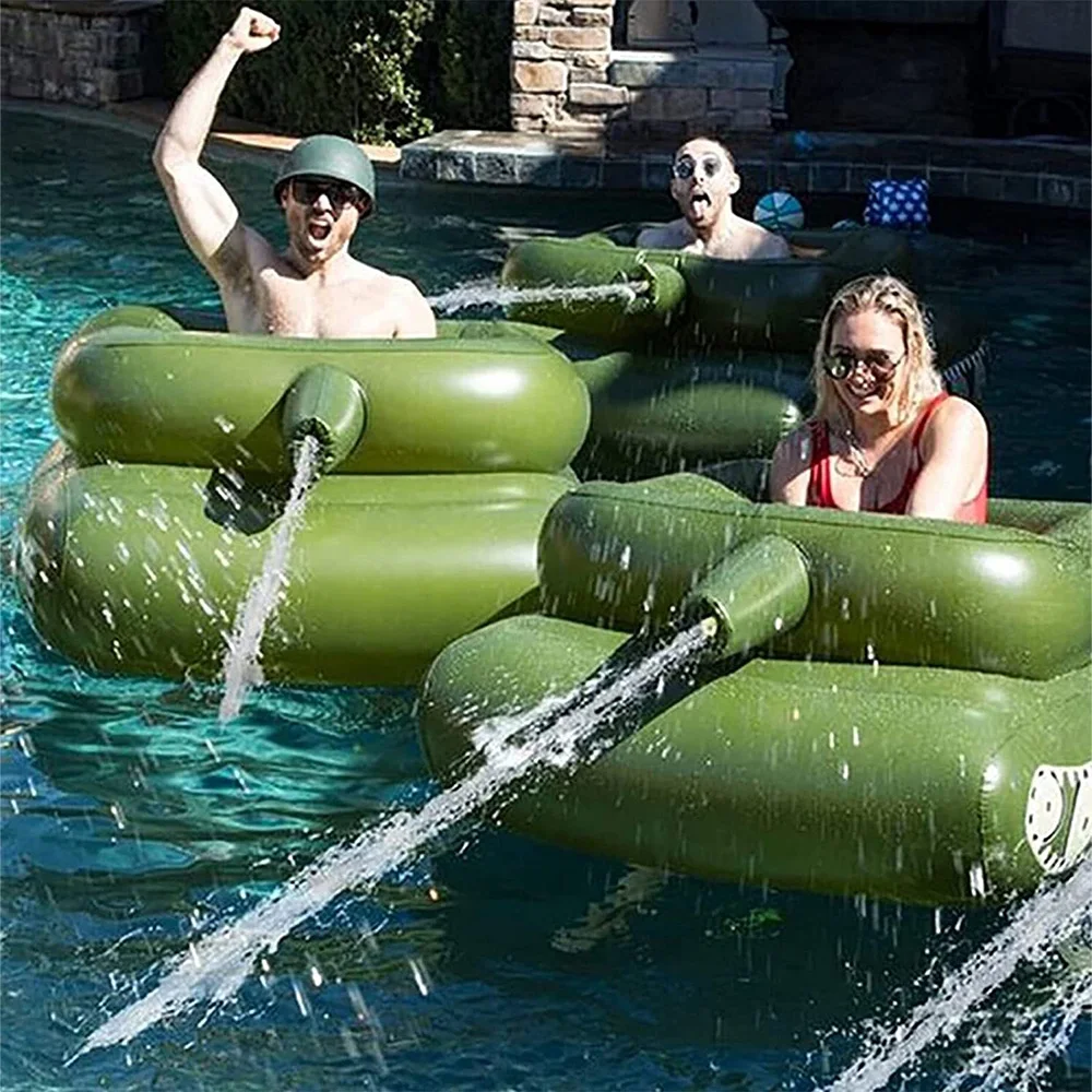 Flotador inflable para piscina con tanque de agua y cañón de agua: juguete de batalla de agua para adultos |   Diversión en la fiesta en la piscina de verano