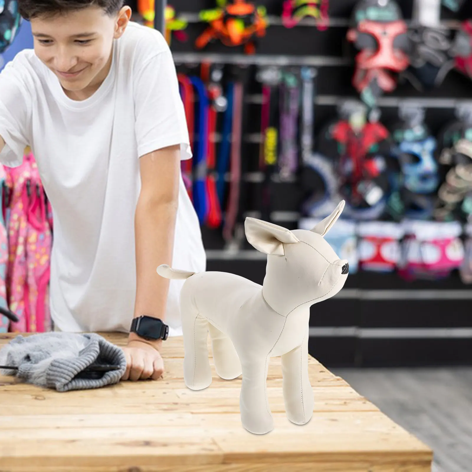

Pet Dog Standing Mannequin for Display Dog Costumes Pet Shop Display Prop Sturdy Realistic Sitting Pose Size S
