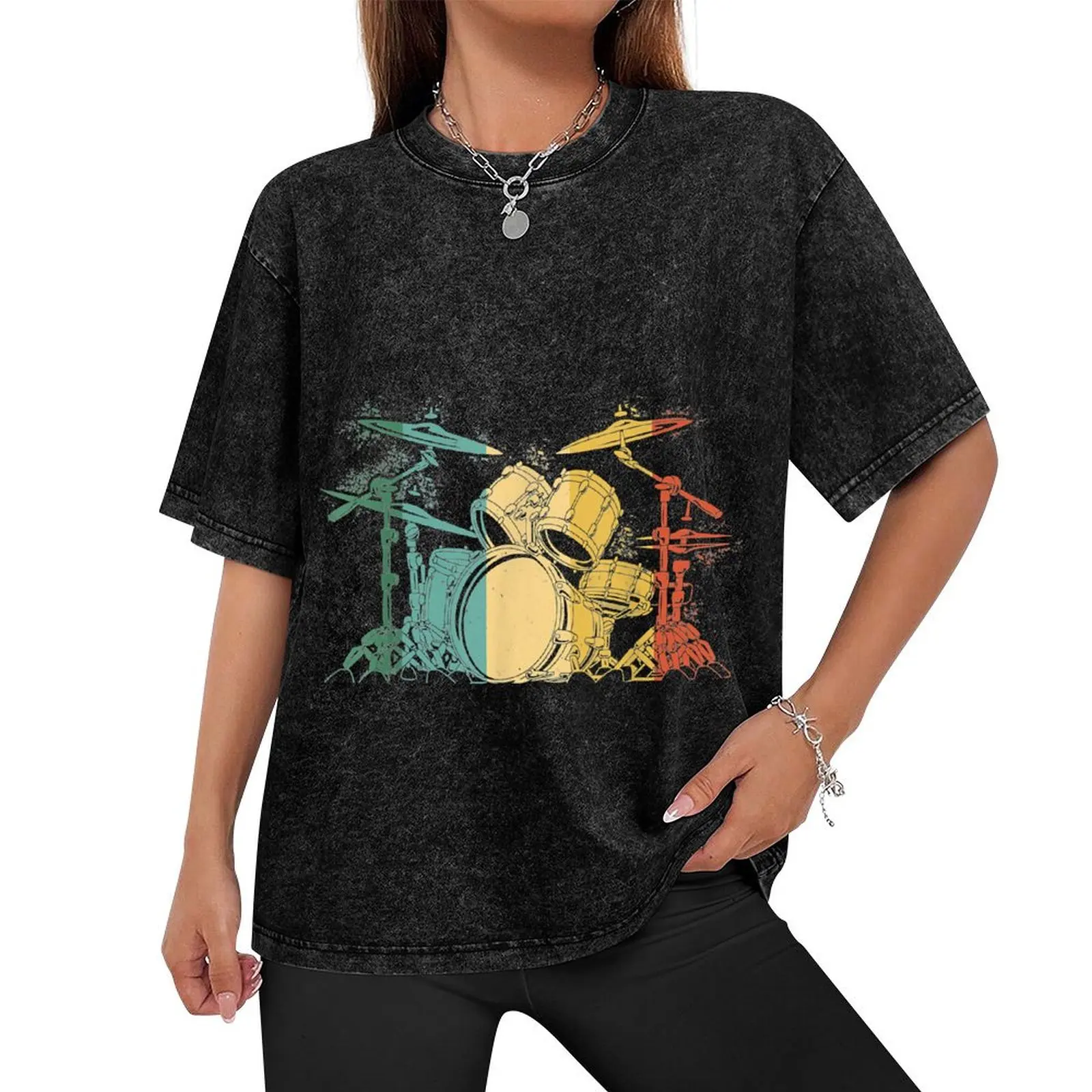 Drummer Retro Vintage Drum Set Drumset Drummers Men Drumming T-Shirt anime stuff designer shirts men clothings