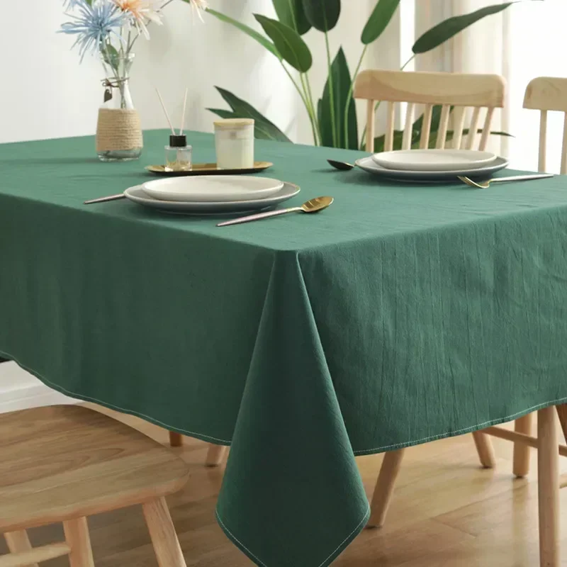 

135*180CM Cotton Solid Color Tablecloth Simple Rectangle Wrinkle Fabric Dining Table Cover For Dining Table Party Camping