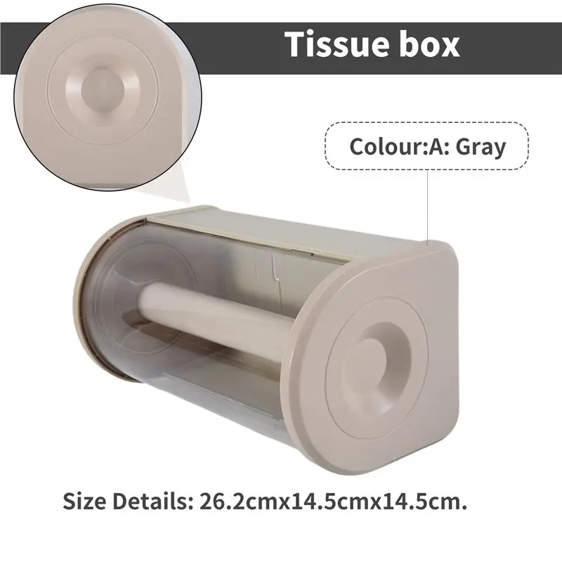 HRBAJ-Bathroom Paper Towel Organizer Large Roll Wall Mount Holder With Clear Dustproof Cover Modern Tissue Dispenser Storage A