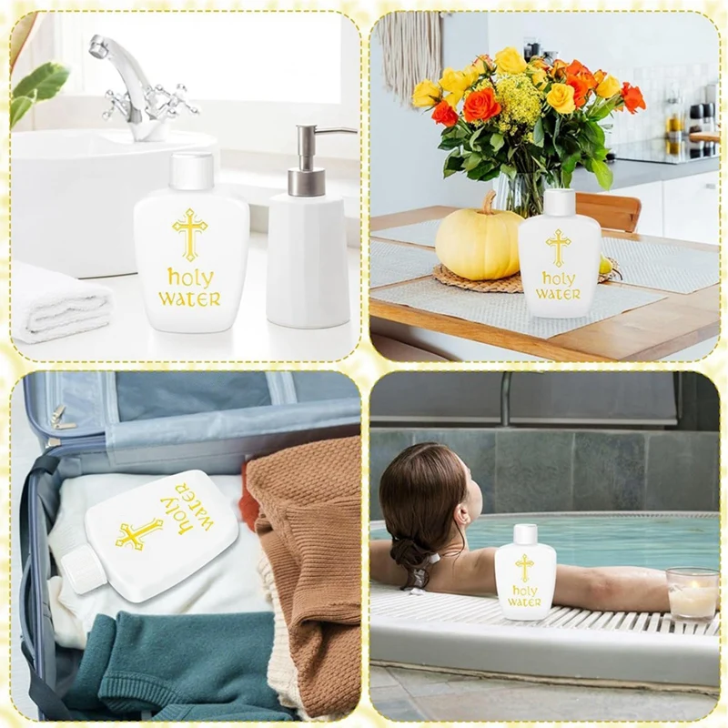 AD23-20 قطعة زجاجات مياه مقدسة بلاستيكية 2 أونصة حاوية مياه مقدسة حاويات فارغة للهالوين الكاثوليكي المسيحي 60 مللي