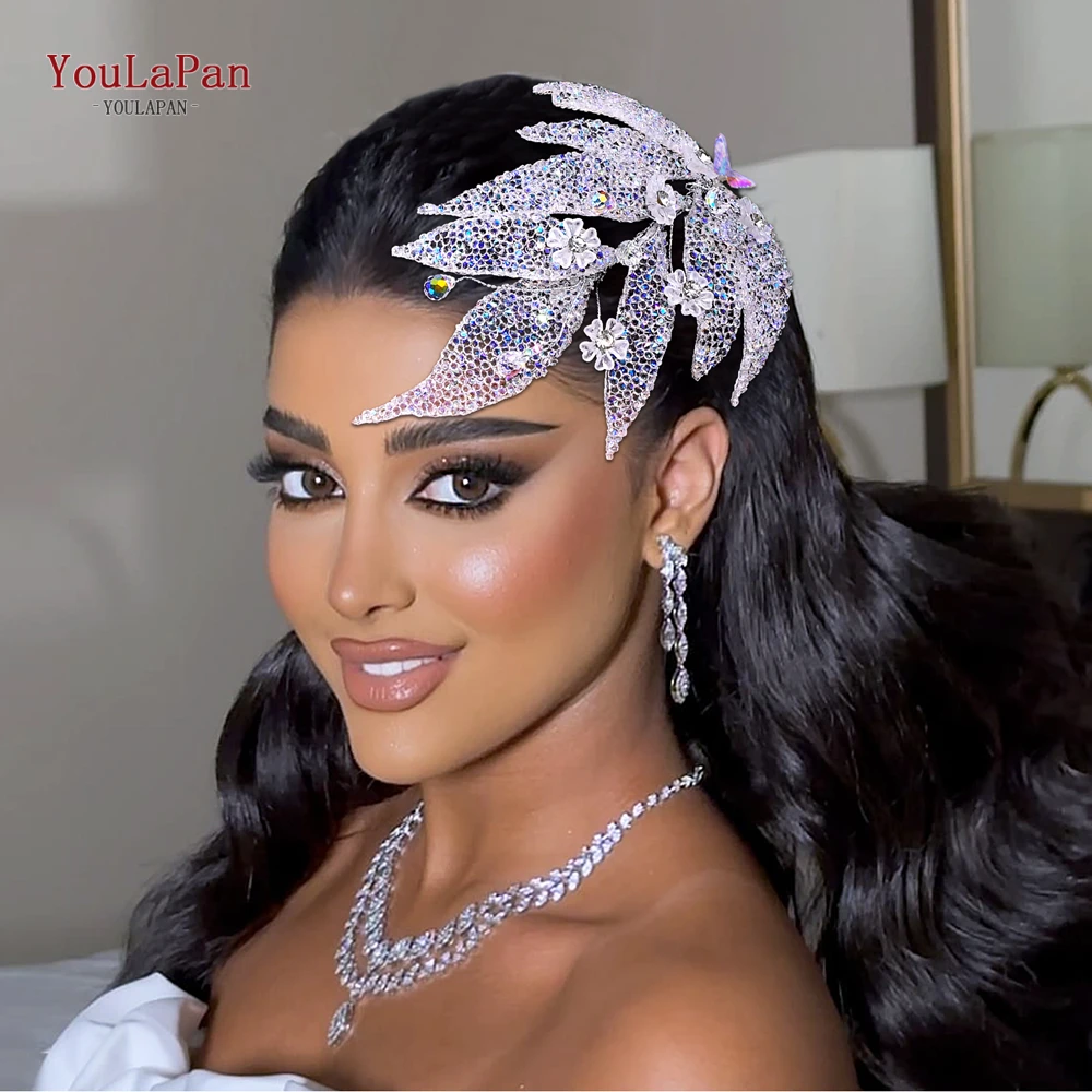 YouLaPan Bride Flower Headband Wedding Headpieces Hair Accessories Silver Color Handmade Hair Pieces Party Headwear HP753
