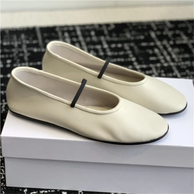 The New Mary Jane Ballet Flats Feature a Minimalist Style Made of Lamb Leather with Elastic Bands and Leather Lining