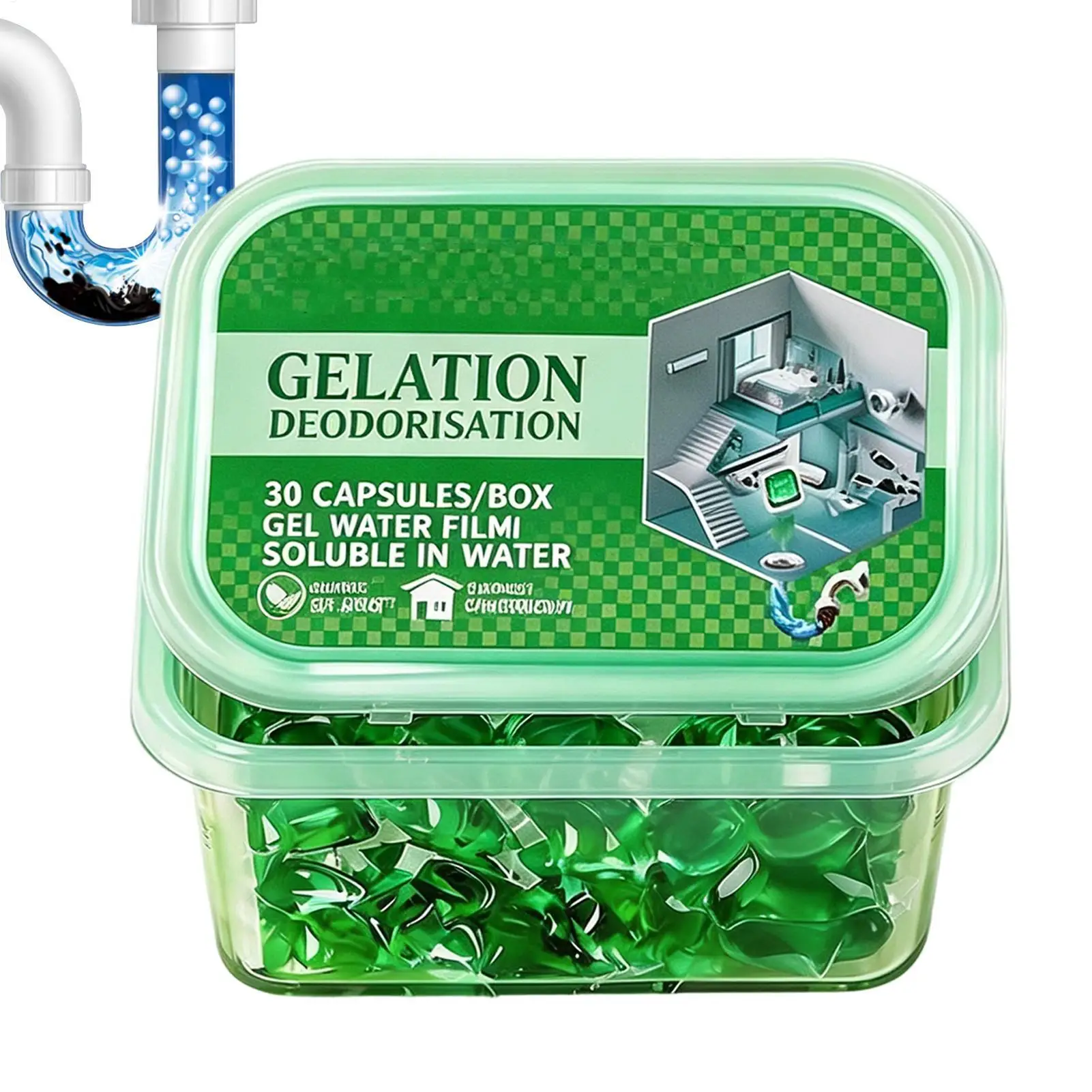 Sewer Deodorant Cleaner Odor Removal Drain Unblocker Water Soluble Scented Gel Airs Freshener for Kitchen Bathroom Drains