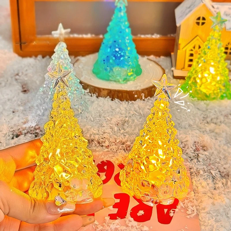Creative Christmas Crystal Christmas Tree Night Light Children's Gift Practical Christmas Atmosphere Decoration Desktop Ornament