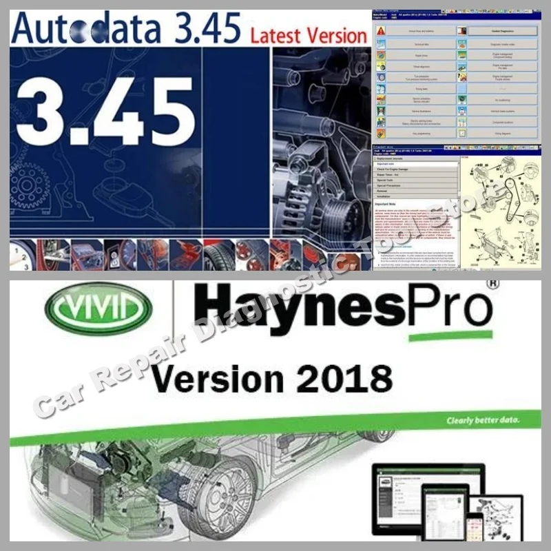 Latest Auto Data 3.45 Car Software + vivid HAYNES PRO 2018  AtrissStakis Technik  Workshop DATA  Multi languages  Windows 10