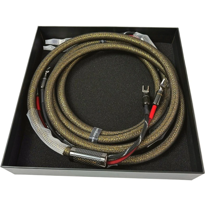 Paar High-End Reines Silber-Lautsprecherkabel 2*2,5mm² HiFi Audio-Verstärker Lautsprecherkabel Kohlefaser Y / Bananenstecker