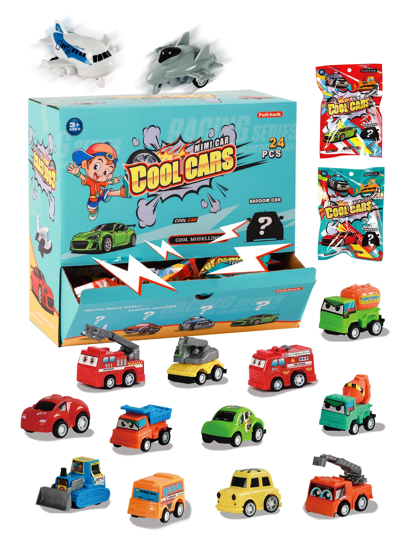 Set di macchinine a sorpresa, più simpatiche macchinine, imbarazzano un viaggio di raccolta di auto gioiose