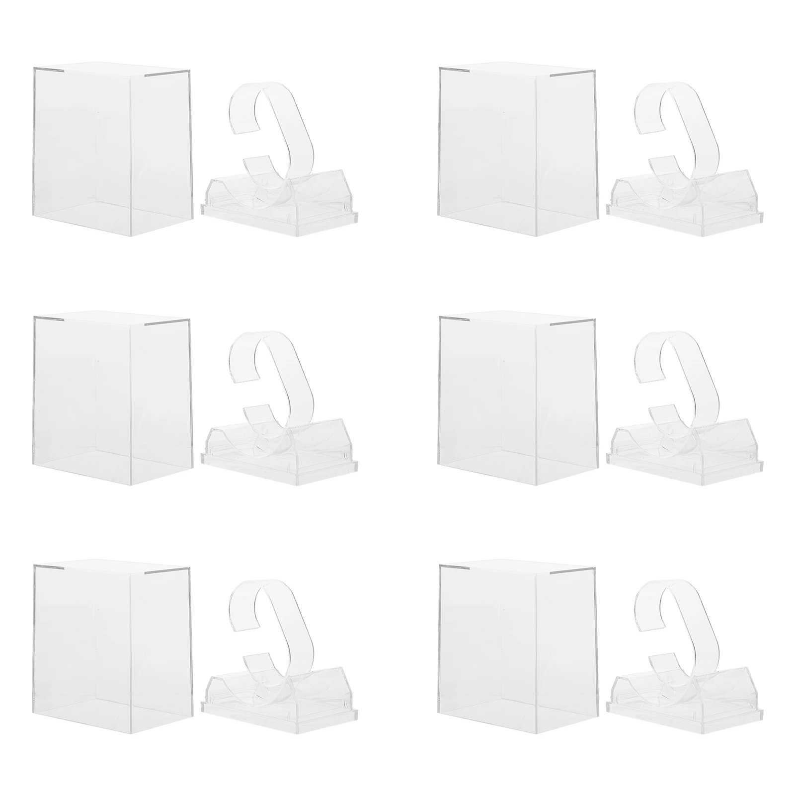 

6pcs Watch Boxes Transparent Durable Storage Display Cases Lightweight Small Size Bracelet Necklace Packaging Watch