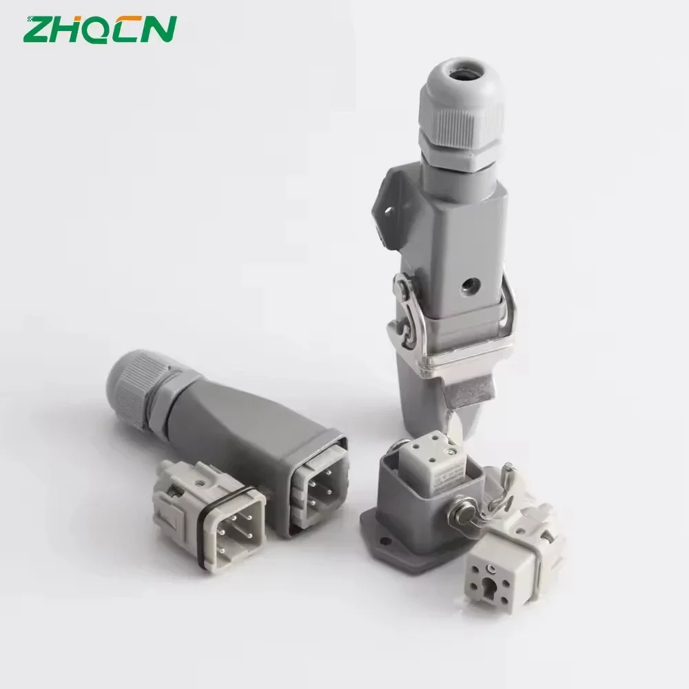 ZHQCN HA-Series IP65 Waterproof  Heavy Duty Connector Aviation Plug Socket Connector Top and Side Out 10/16/32Pin For Machines