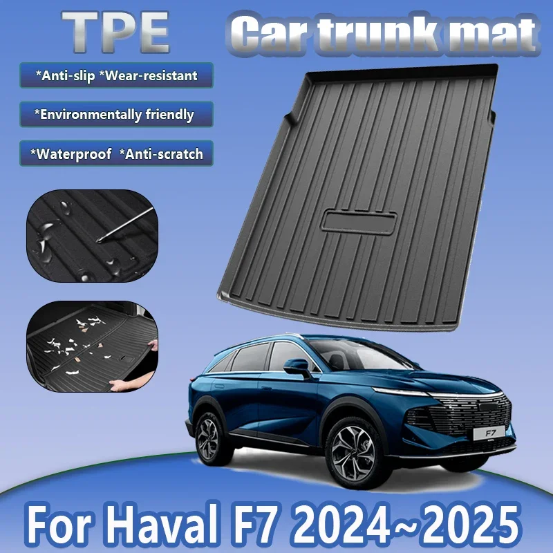 Задний коврик в багажник автомобиля TPE для Haval F7 2024 2025 Shenshou, водонепроницаемый резиновый материал, коврик в багажник, коврик для багажника, аксессуары для интерьера автомобиля