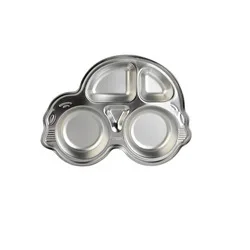 Reusable Unbreakable 316L/304 Baby Plate Euro Standard Stainless Steel Baby Dinner Divided Plate Tray