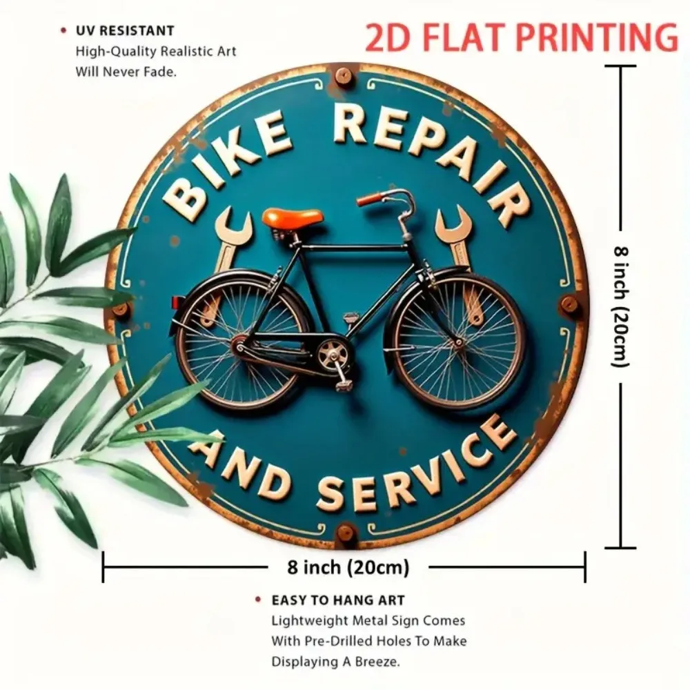 CIFBUY Vintage Bicycle Retro Aluminum Wall Art, Waterproof Metal Sign for Garage Studio Man Cave Home Decor