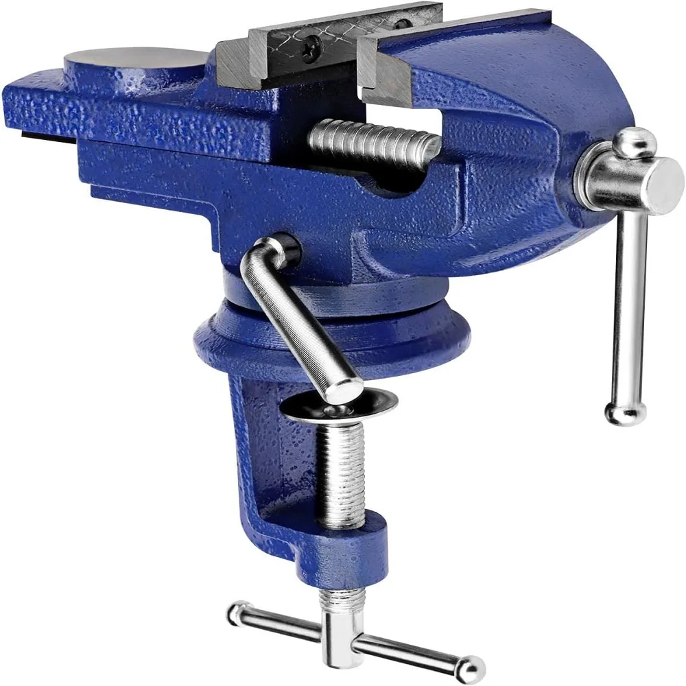 60mm MINI SWIVEL BENCH CLAMP Small Table Top Vice Rotating Base Flat Jaw UK