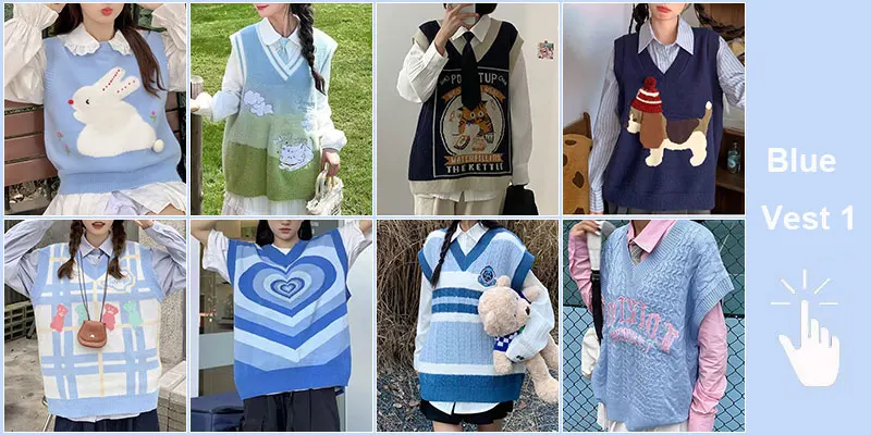 Green Knit Vest Printed Sleeveless Pullover Oversized Women Sweater Vest 2026 New Y2K Vintage Knitwear Women's Autumn Clothing