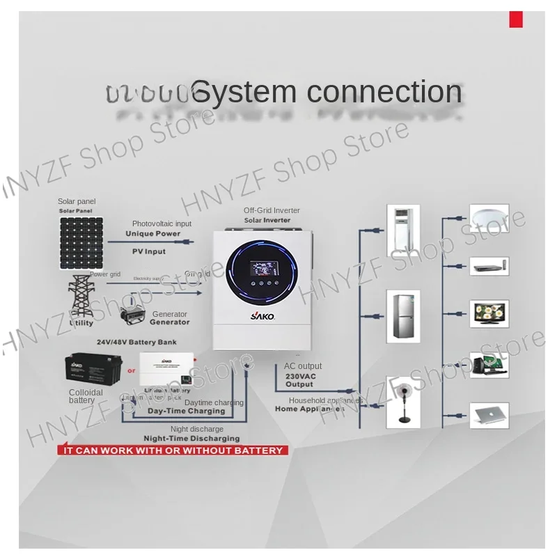

Three-branch Inverter Inverse Control Integrated Machine 6000w Sine Wave Household Off-grid Inverter