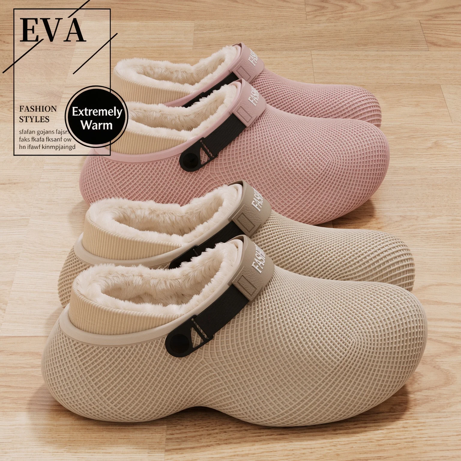 Men Women Waterproof Plush Lined Clogs Winter Warm Home Slippers Thick Sole Non Slip Indoor Outdoor Fuzzy House Shoes Footwear