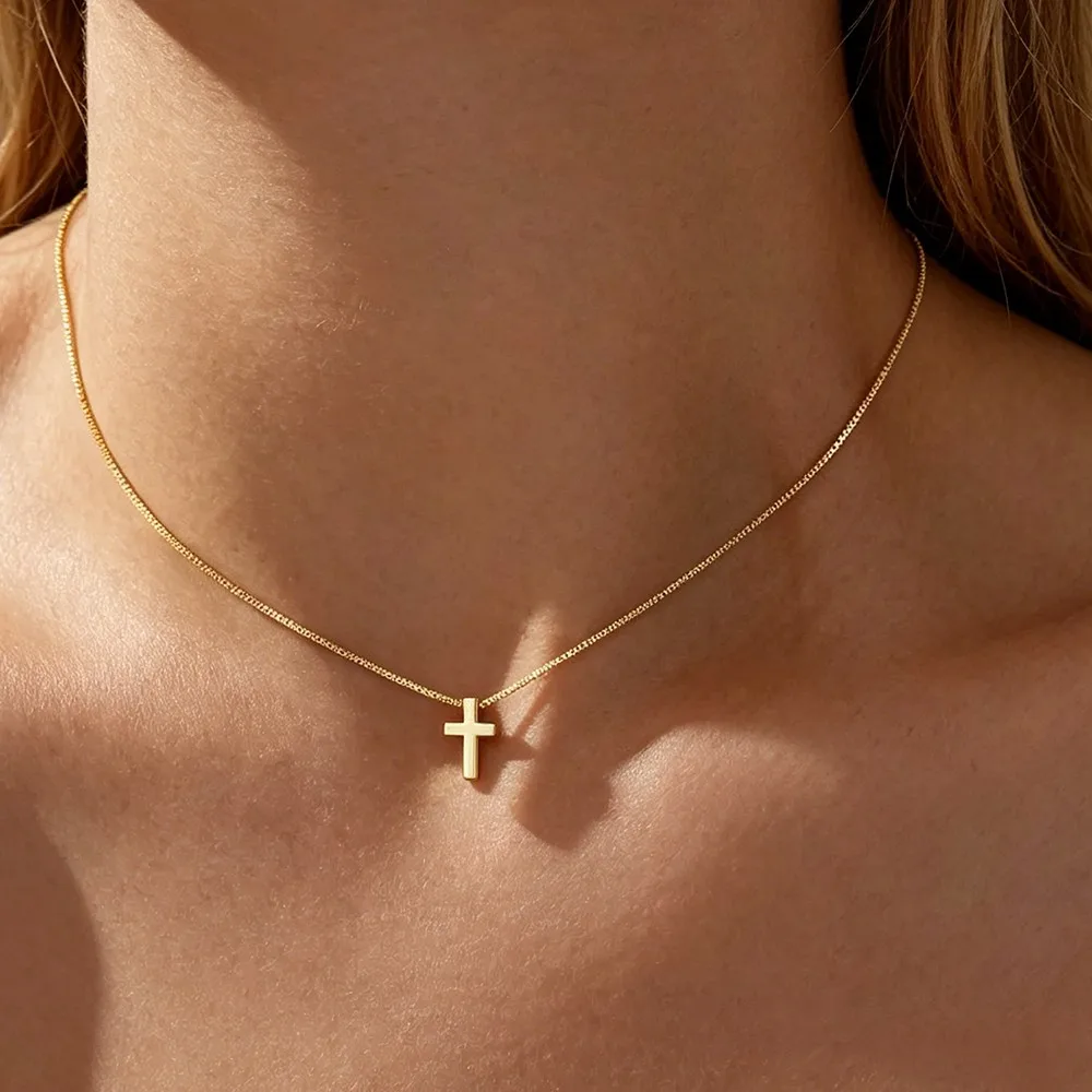 Stainless Steel Cross Pendant Choker Necklaces For Women Mother Day Girlfriend Christmas Birthday Wedding Fashion Choice Jewelry