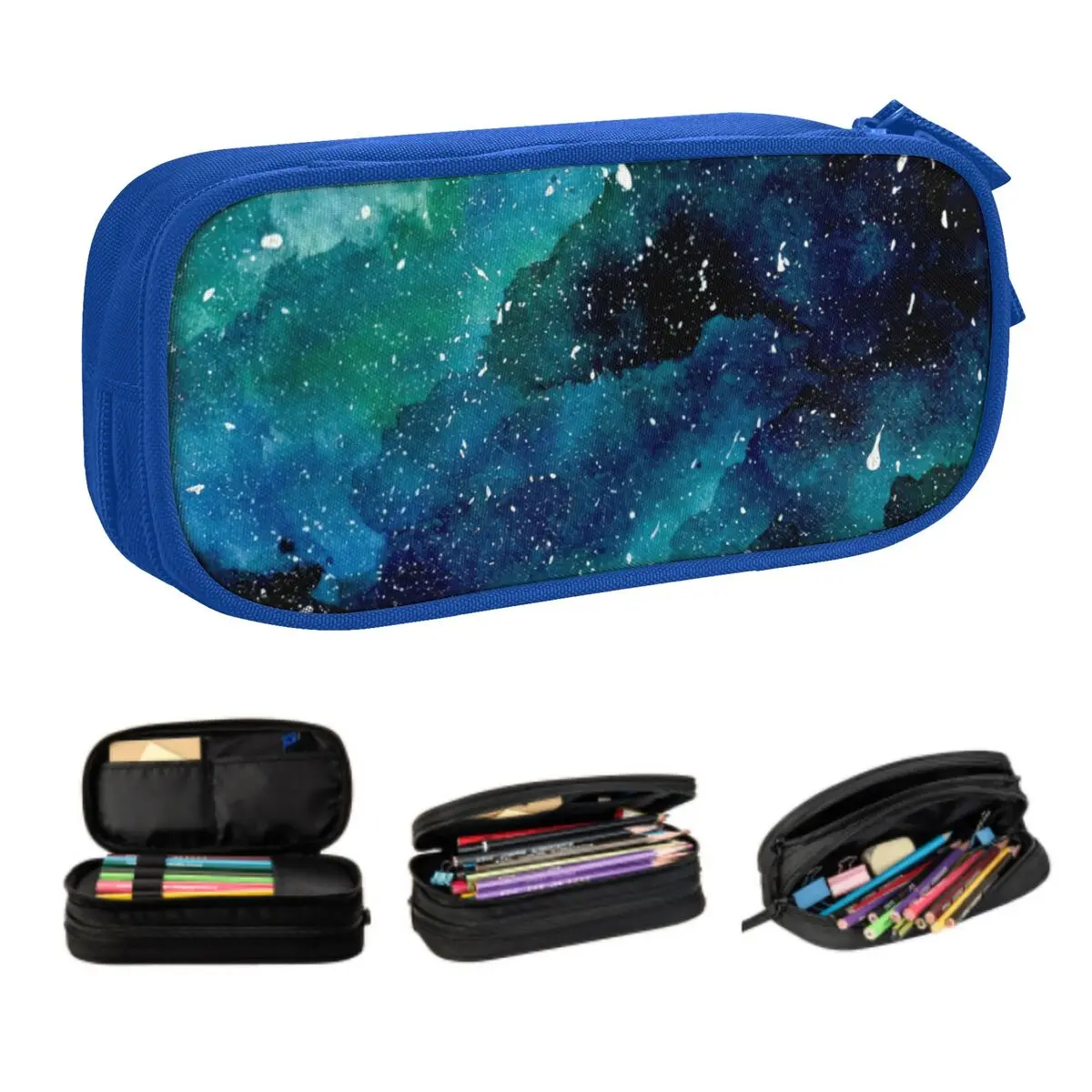 Custom Emerald Galaxy Cute Pencil Cases Girls Boys Large Storage Pencil Pouch Students Stationery