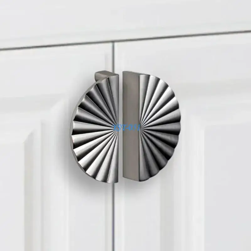 

E15A Exquisite Pattern Cabinet Knob Wardrobe Door Half Moon Handle Gold Furniture