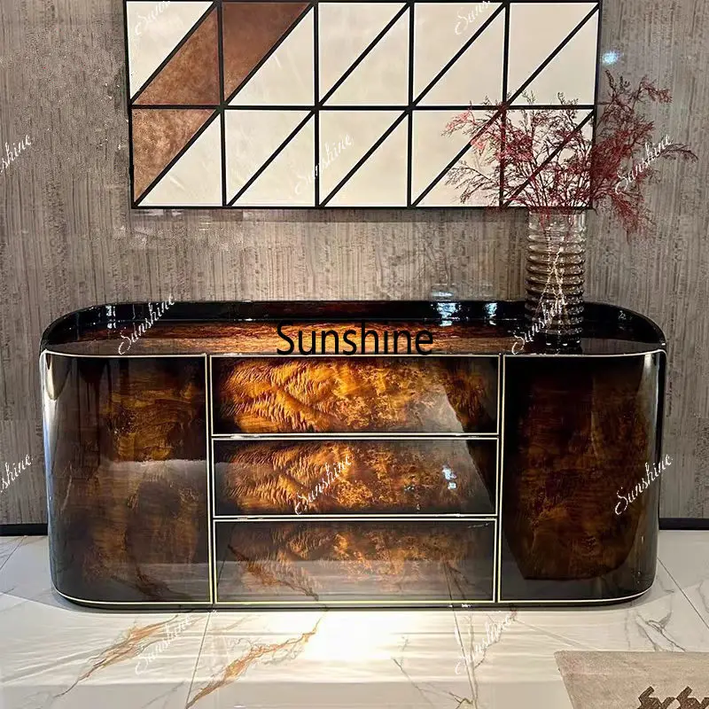 Italian light luxury high-end retro dining side storage cabinet