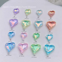 10pcs Mocha Protein Skewed Peach Heart Crystal Diamond Nail Rrnaments Jewelry Macaroon Love Manicure Decorations