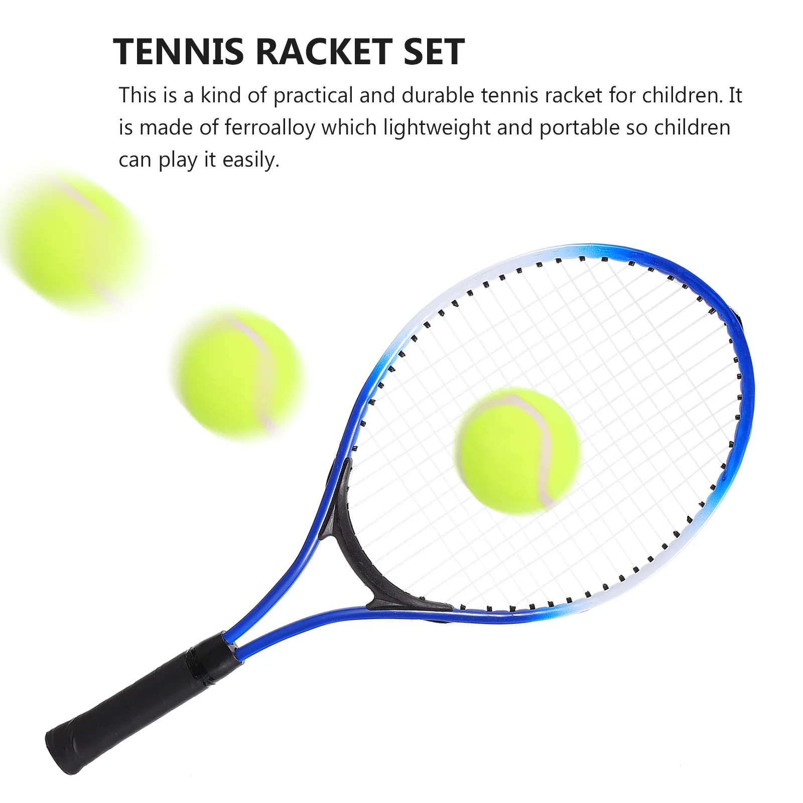 

1Set Kids Tennis Racket Set Ferroalloy Lightweight Portable Oval Head for Beginner Children Outdoor Sports Ball Storage Bag