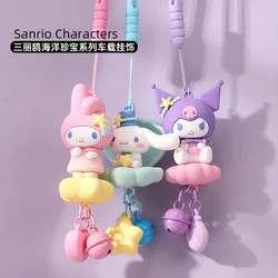 Kawaii Cinnamoroll Kuromi My Melody Cartoon Ocean Treasure Series Car Pendant Anime Sanrio Girly Heart Cute Pvc Keychain