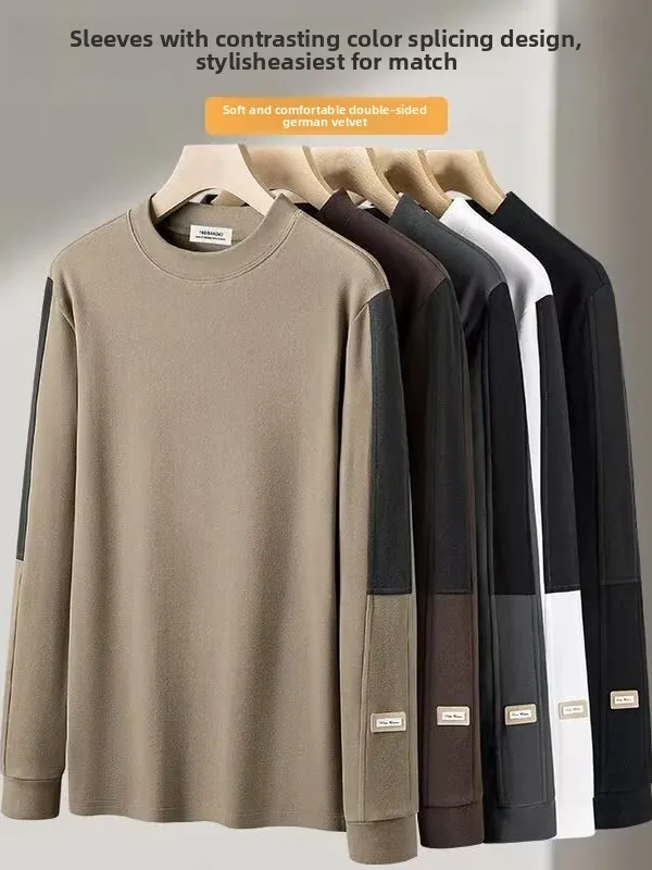 

Мужская толстовка Thiened f-High Collar Thermal Long Sve Футболка Dervo Inteated Fce Осень Зима Теплая основа irt