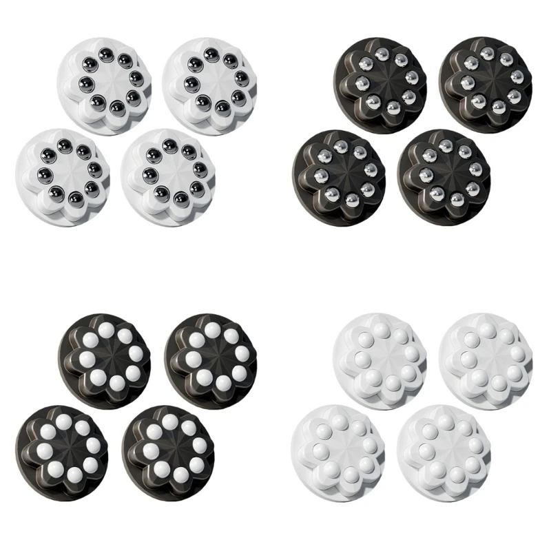 Adhesive Ball Casters, 4-Pack No-Drill Hardware with 360-Degree Direction Changes for Flat-Bottom Storage Bins and Luggage 24BB