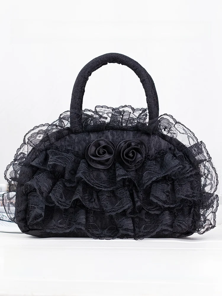 

Ретро-сумка из ткани с кружевной отделкой и вырезами, с маленьким карманом на молнии, универсальная женская сумка с мягкой ручкой, повседневный стиль, сумка через плечо.