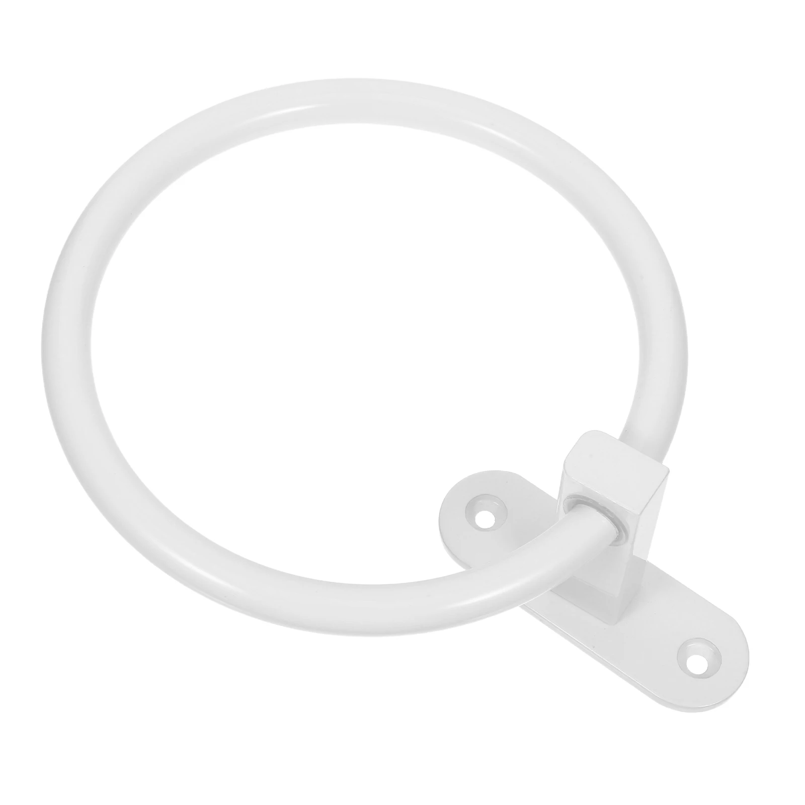 

Bathroom Ring White Round Wall Mounted Aluminum Holder Minimalist Modern No Drilling Adhesive Towel Hanger For Bathroom