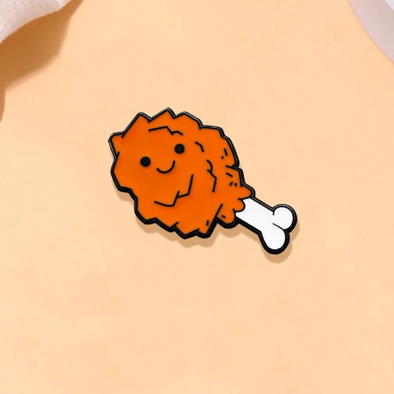 Cartoon Cute Fried Chicken Leg Design Brooch Alloy Pin Badge DIY Accessory For Clothing Bags Hat Scarf T-shirt Jeans Decoration