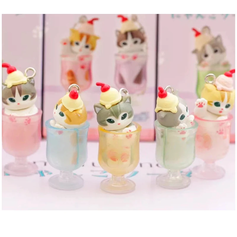 

Mufosand Ice Cream Cat Blind Box 5pc Kawaii Dessert Keychain Set Cute Anime Figure Collectible Pendant Kid Toys Surprise Gift