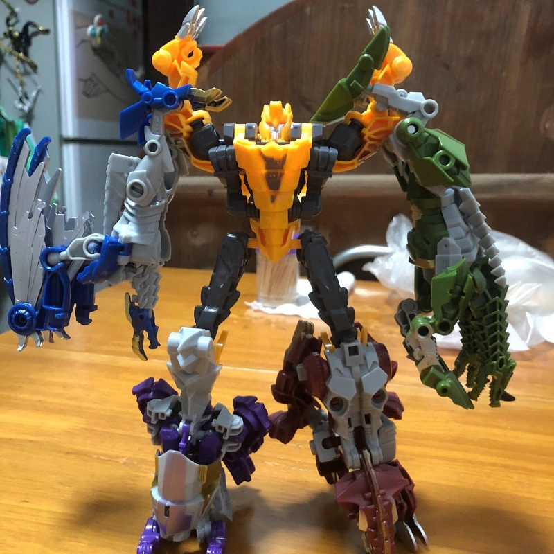 7 ''/18cm Dinosaur Combination Transformation 5 in 1 Mini Action Figure Toys Plastic Model Collection Toy Best Gift for Boys