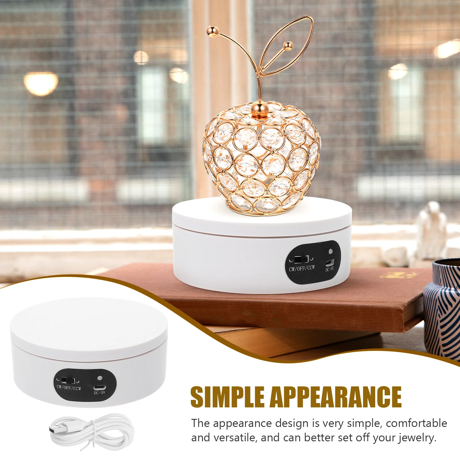 Electric Rotating Display Stand For Jewelry Showcase Turntable Rotatable Holder Abs Material Watch Stand Photo Prop Reusable