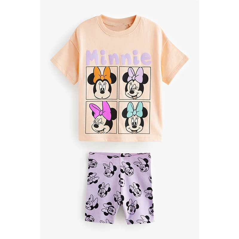 Set di abbigliamento per bambini t-shirt stampata Minnie Mouse Mickey Girls Fashion 2 pezzi Set di abbigliamento per ragazze Donald Duck Summer Suit