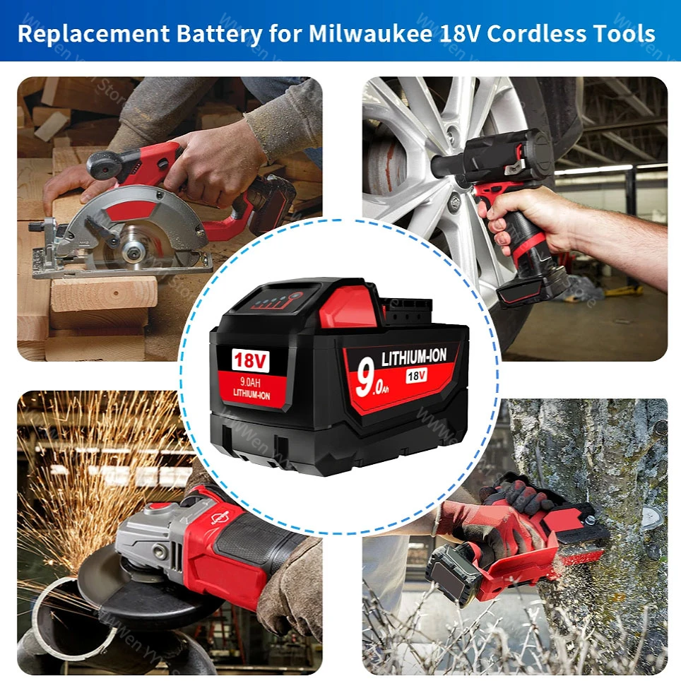 Replacement for Milwaukee M18 XC 18V 9.0Ah Lithium Battery 48-11-1860 48-11-1850 48-11-1840 48-11-1820 Rechargeable Batteries